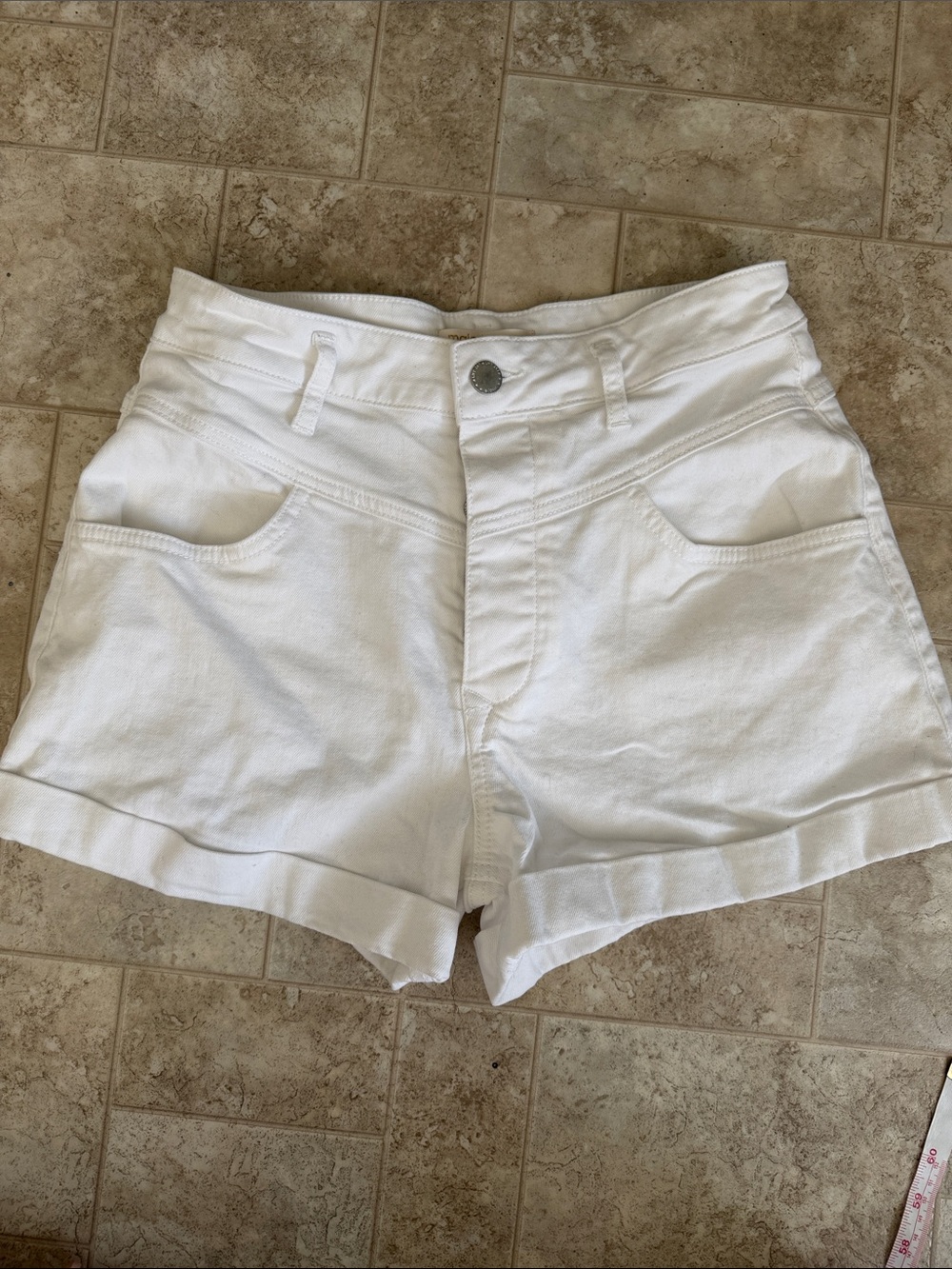 Maje White High-Waist Denim Shorts